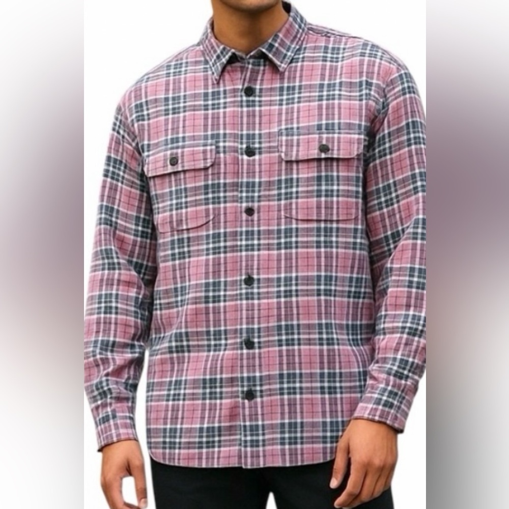 H&M Relaxed Fit Long Sleeve Flannel Light Purple Button Down Shirt Men’s Large